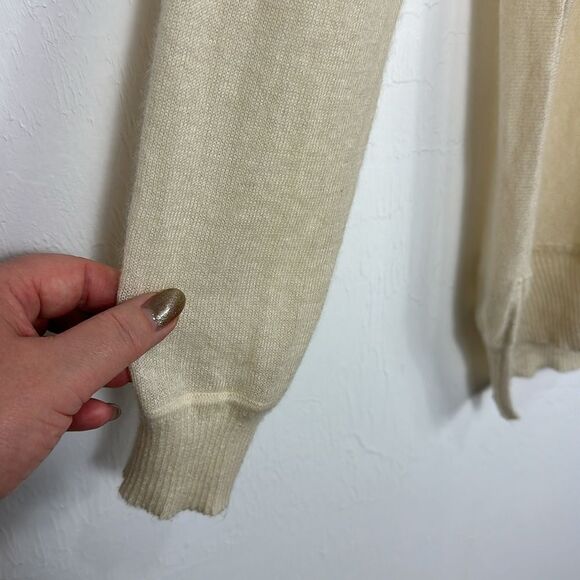 Feel The Piece Cashmere Ivory Relaxed Fit Scoop Neck Pullover Sweater One Size - Picture 3 of 9